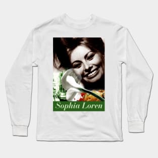 Sophia Loren Collage Portrait Long Sleeve T-Shirt